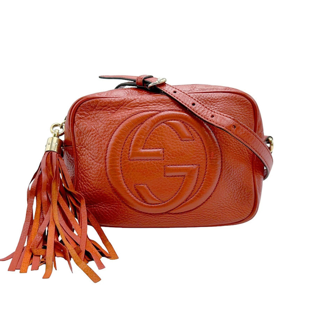 Gucci Soho Leather Crossbody Bag Orange Brown
